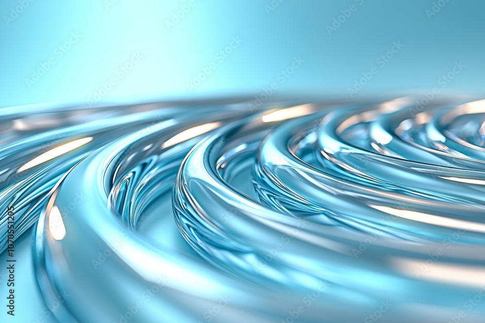 Poster shimmering blue curved lines creating a mesmerizing pattern in soft lighting