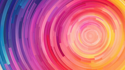 Obraz premium Vibrant circular rainbow background with gradient colors in pink, purple, and yellow hues, creating dynamic and energetic visual effect
