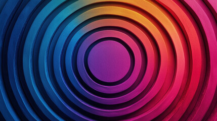 Modern radial rainbow gradient background with vibrant colors, showcasing concentric circles that create dynamic visual effect. Perfect for design projects