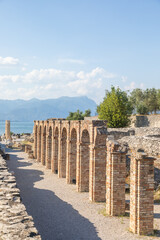 Italy travel destination. Grottoes of Catullus - Grotte di Catullo - antique Roman villa in Sirmione