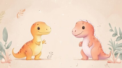 Friendly T-Rex & Stegosaurus Art