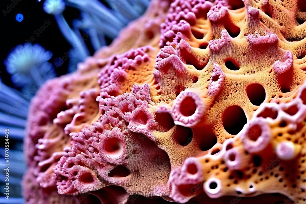 Poster porous structure of a sponge with channels and chambers choanocy