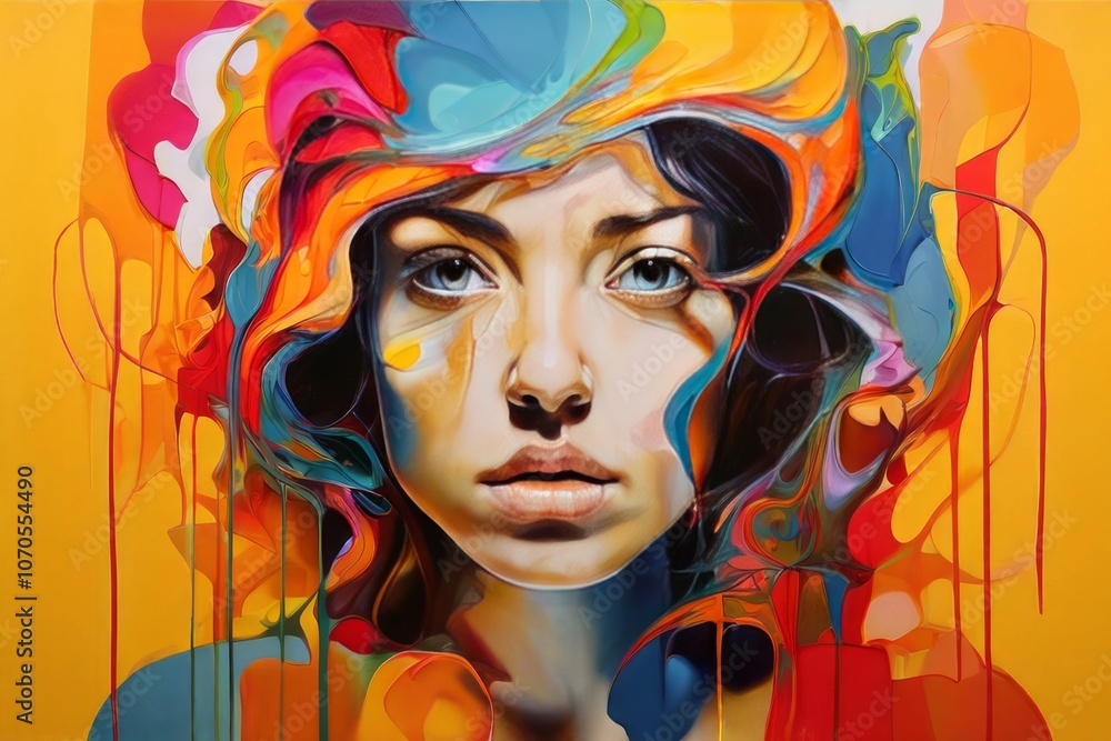 Poster portraits that focus on color form and abstraction rather than r