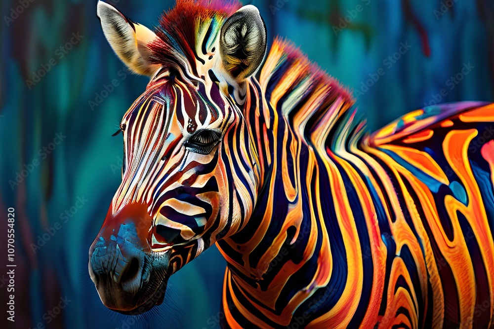 Poster psychedelic zebra a zebra in psychedelic style with swirling pat
