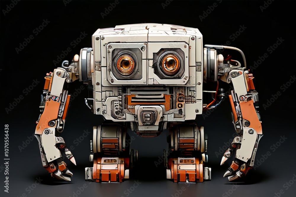 Poster robot type small cube shaped robot creative art masterpiece intr