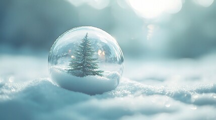 Snow Globe with Evergreen Tree in Winter Scene