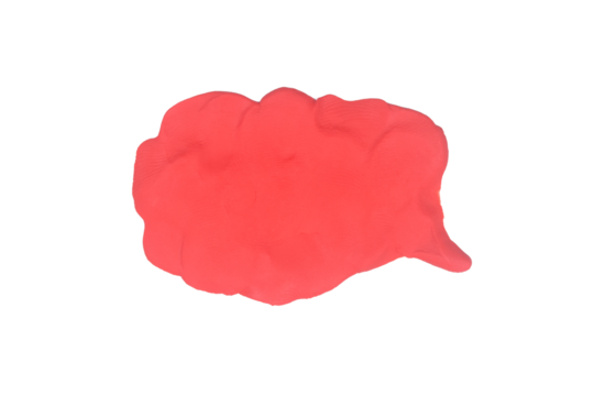 Red speech bubble of plasticine or clay isolated on transparent background. speech bubble made plasticine.