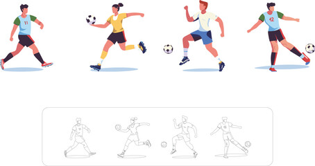 Dynamic Illustration of Soccer Players in Action