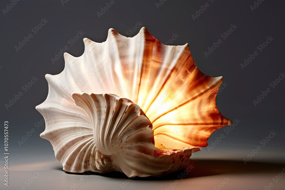 Poster seashell shape a lamp with a seashell shape creating a sense of