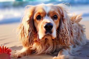 seashell spaniel a spaniel with seashells for ears and a body co