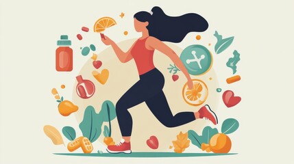  illustrations encouraging healthy habits, fitness, and wellness. 
