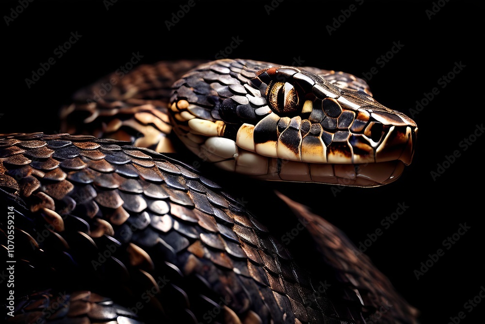 Poster snake macrorealism edge lighting emphasize the intricate details