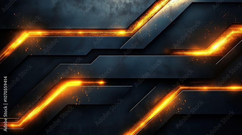 Poster black and orange background with a series of lines and dots. the background is a dark color and the 