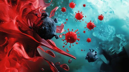 Infographics or artistic visuals representing diseases like diabetes, cancer, or pandemics. 