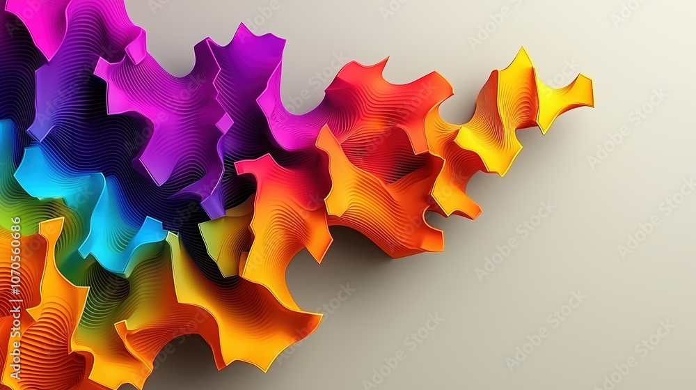 Poster colorful, abstract flower with a rainbow of colors. the flower is made up of many different shapes a