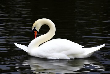Naklejka premium _ - A swan gracefully curving its neck to form the number '', wi