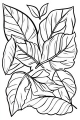 Autumn Leaf Coloring Page Design in Black and White