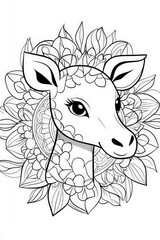 Elegant Animal Mandala Coloring Page in Black and White