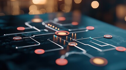 A flowchart diagram displayed on a computer screen, illustrating a streamlined workflow process for a software development project.