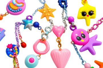 Oversized Charms Quirky Harajuku Jewelry Isolated On Transparent Background on transparent background