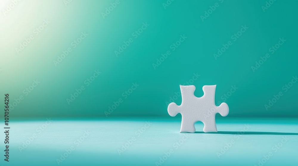 Poster a puzzle piece casting a shadow in the shape of a complete picture, suggesting that every idea contr