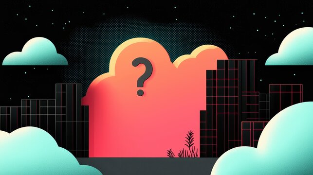 A speech bubble with a question mark inside, prompting viewers to think critically and challenge assumptions.