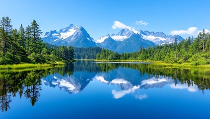 Mountain Reflection in Serene Lake Landscape