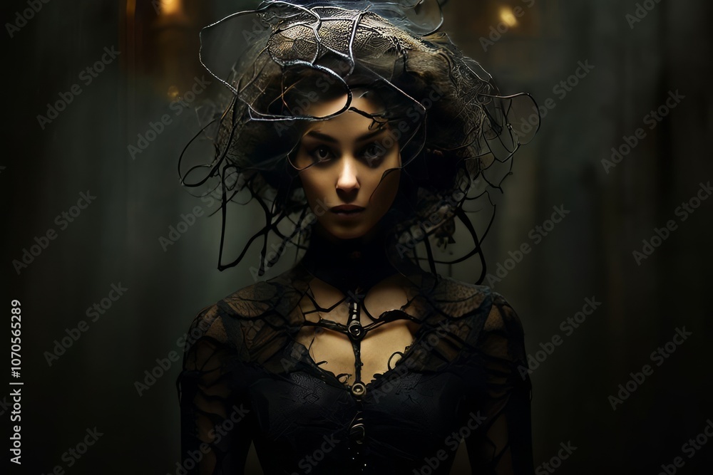 Poster umbraea a mysterious woman with a brain that is dark and introsp