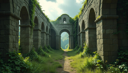 Fototapeta premium Sunlit Ruins of an Ancient City