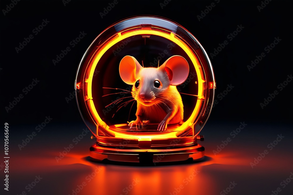 Poster upon activation uses centrifugal force to contain the mouse with