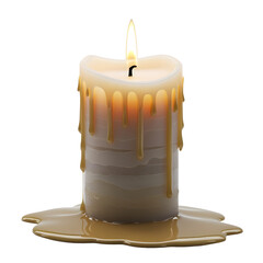 Melting Candle with Soft Flame and Dripping Wax