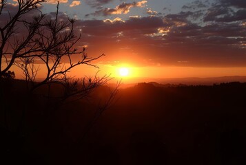 Fototapeta premium Illuminating dawn The sun rises casting a warm golden light on t