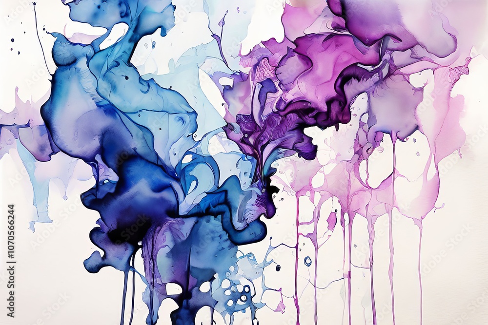 Poster using both ink and watercolor to create dreamy fluid images with