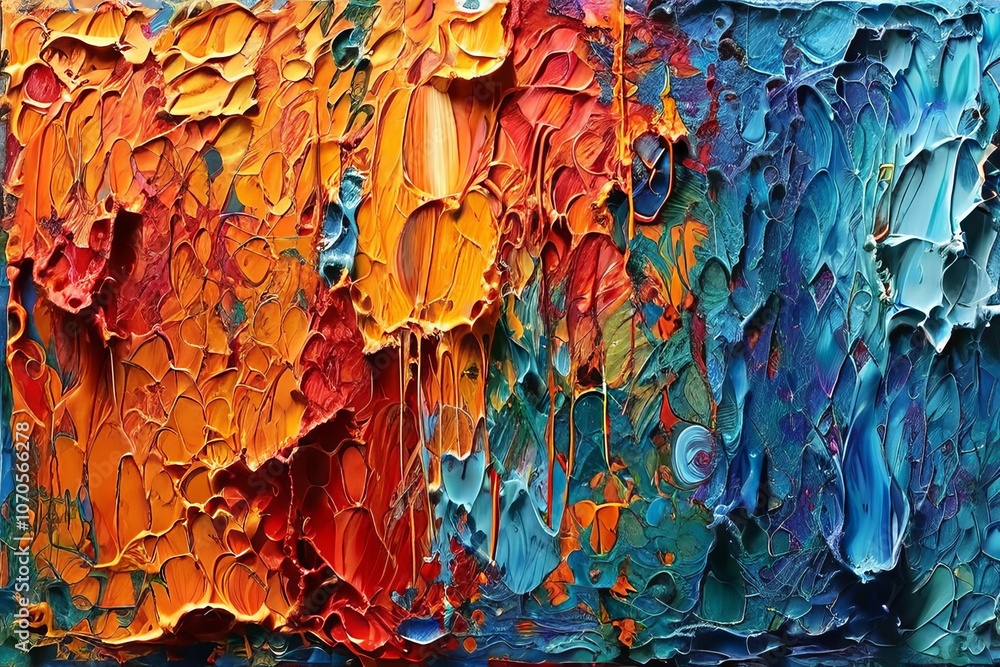 Poster using various materials to create texture on canvas adding depth
