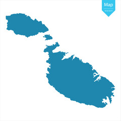 Abstract - High Detailed blue Map of Malta isolated on white background. for your web site design map logo, app, Travel. Vector illustration eps10.	
