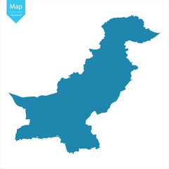 Abstract - High Detailed blue Map of Pakistan isolated on white background. for your web site design map logo, app, Travel. Vector illustration eps10.	
