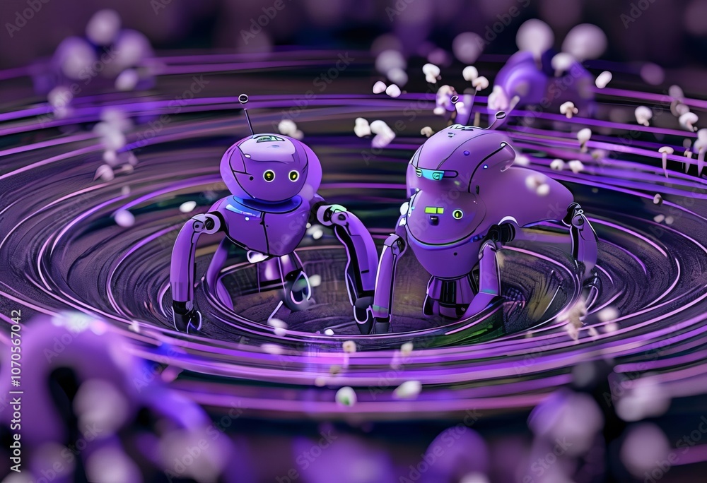 Poster violet robots that generate a gentle vortex to improve air circu