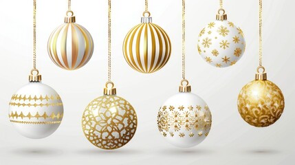 Stylish Christmas ornaments in gold and white
