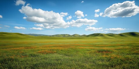 Obraz premium Rolling Green Hills at Sunset