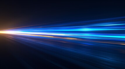 Blue and orange light streaks create a dynamic, futuristic motion effect against a dark background.