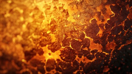 A vibrant, textured surface resembling molten lava with hues of orange and yellow, showcasing natural patterns and intricate details.