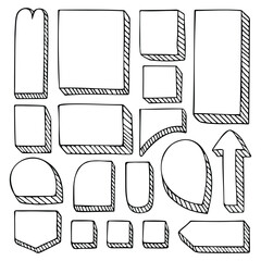 Set of hand-drawn doodle black frames and elements for bullet journal, notebook, scrapbook, planner or diary 