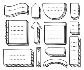 Set of hand-drawn doodle black frames and elements for bullet journal, notebook, scrapbook, planner or diary 