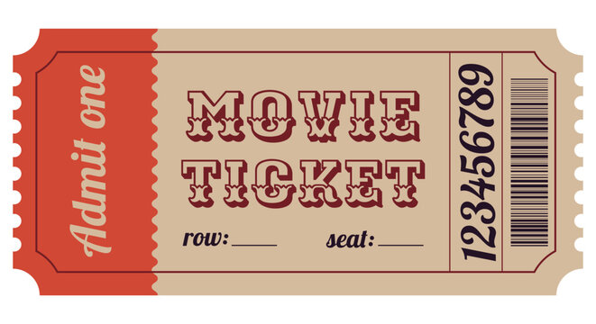 Vintage retro style movie ticket.