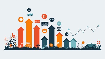 Dynamic Infographic Illustration of Growth Metrics
