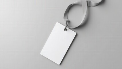 Hanging lanyard card mockup with blank badge, creating a floating effect.