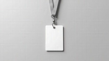 Minimalist lanyard tag mockup with blank badge and soft lighting for branding.