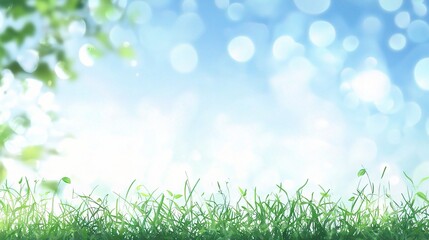 Obraz premium Soft Focus Background with Green Grass and Blue Sky