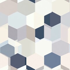 Abstract Geometric Pattern of Hexagonal Shapes in White, Grey, and Blue