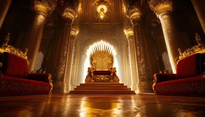 Fototapeta premium Explore the majestic throne room a stunning visual journey through opulent architecture and design